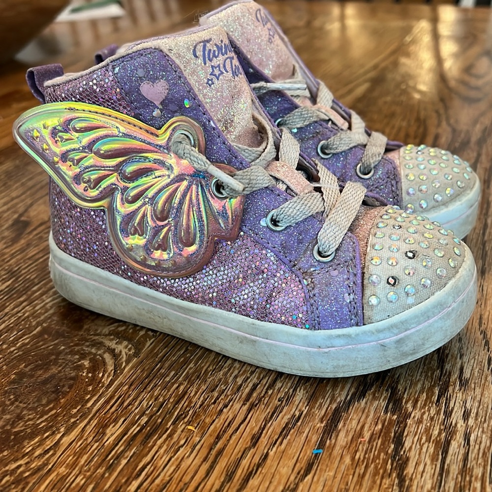 Skechers Twinkle Toes Sneakers - Glittery Purple and Pink Butterfly Wings